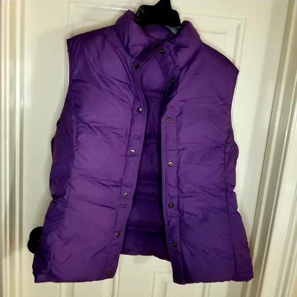 Lands’ End Women’s Goose Down Puffer Vest Purple Sz LARGE 14-16 - Picture 10 of 13